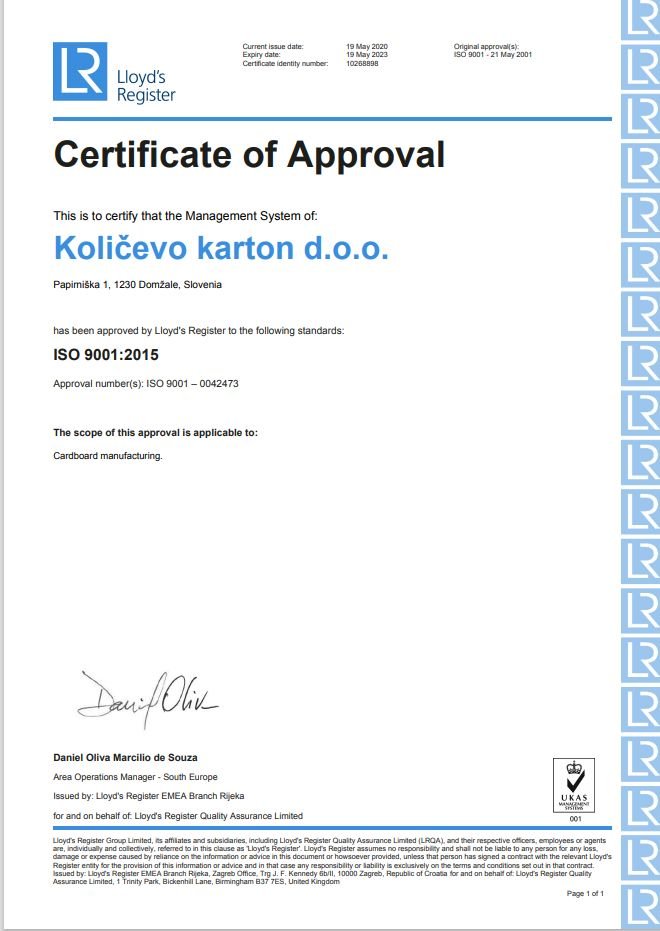 Сертификат ISO 9001 - 2015 (KK)